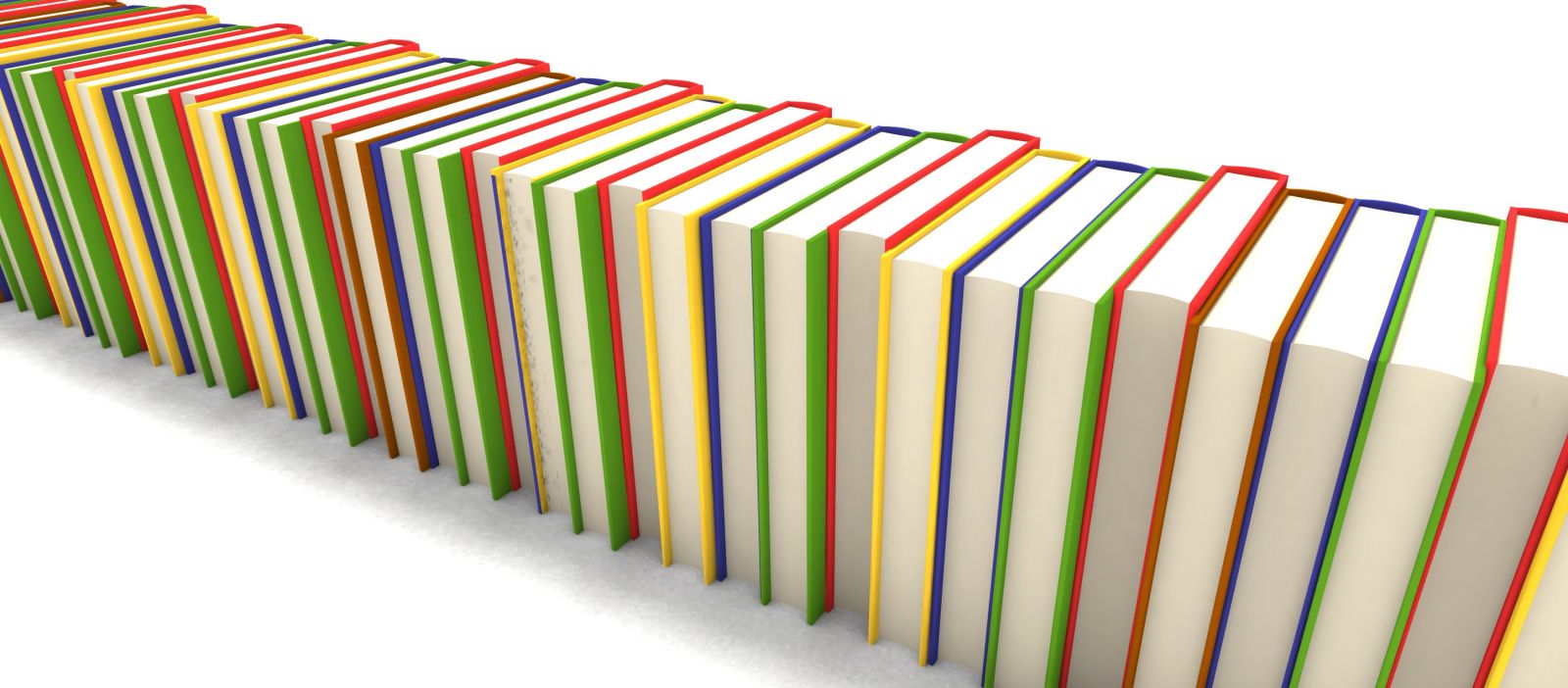 Zdjęcie książek z kolorowymi okładkami, ustawionych w rzędzie.
